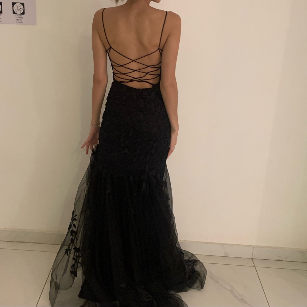 Wedding Guest Backless Long Black Dress